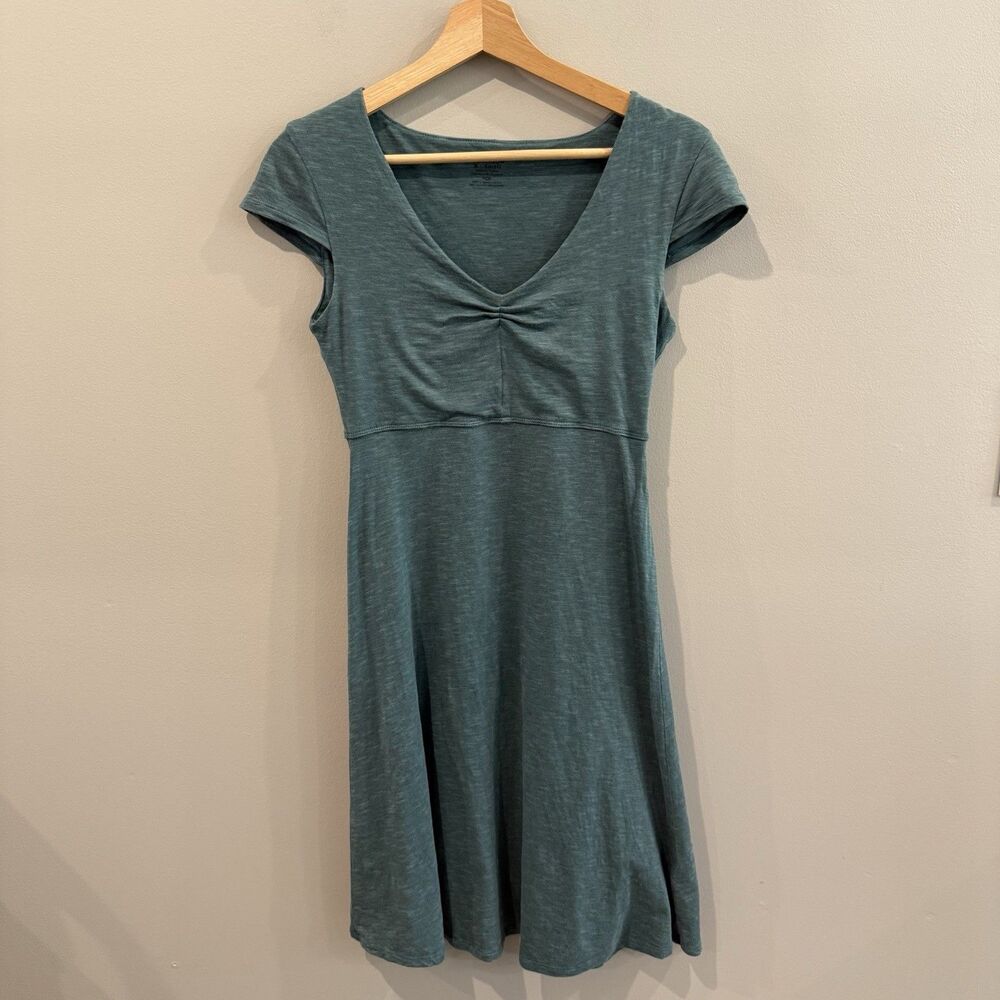 Toad & Co Dress Rosemarie Teal Cap Sleeve XS Tencel Organic Cotton Soft Stretch
